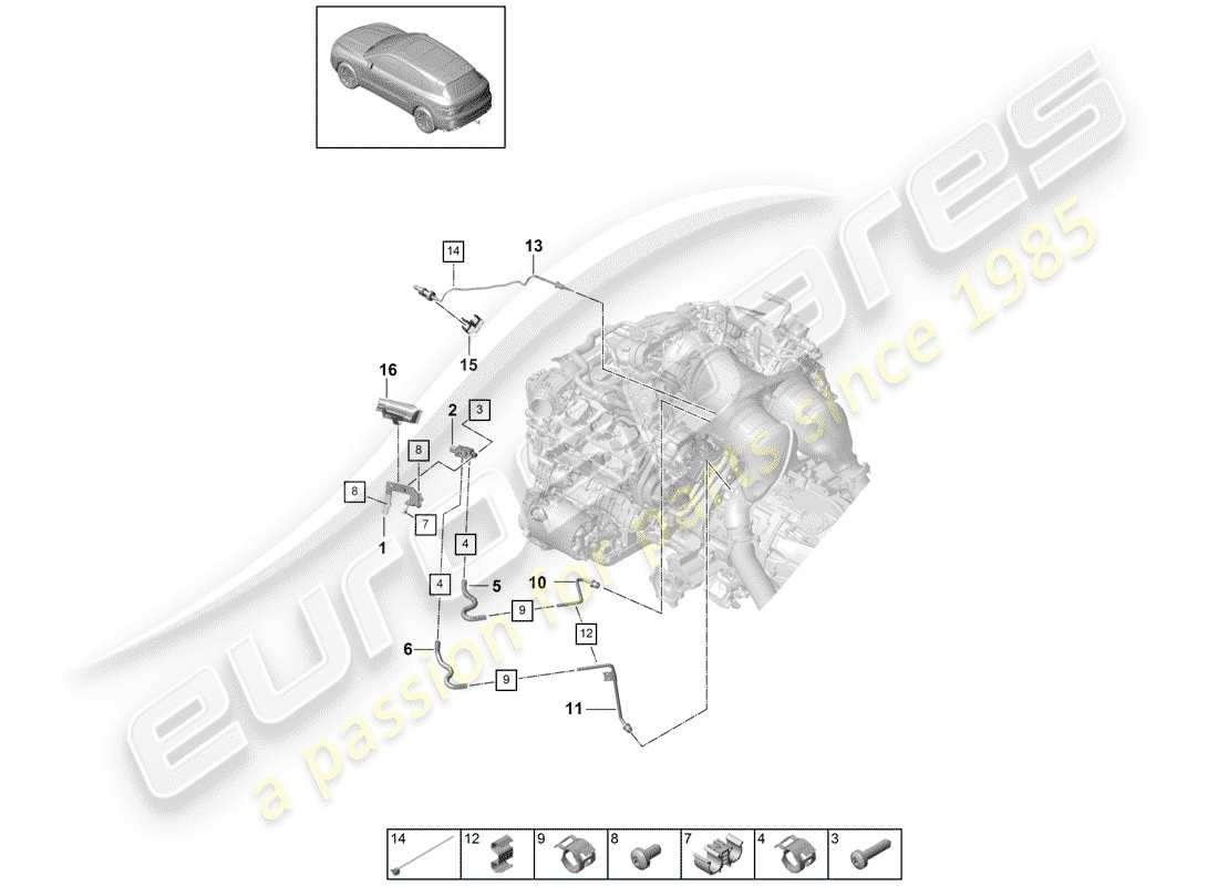 porsche cayenne e3 (2019) control line with differential part diagram