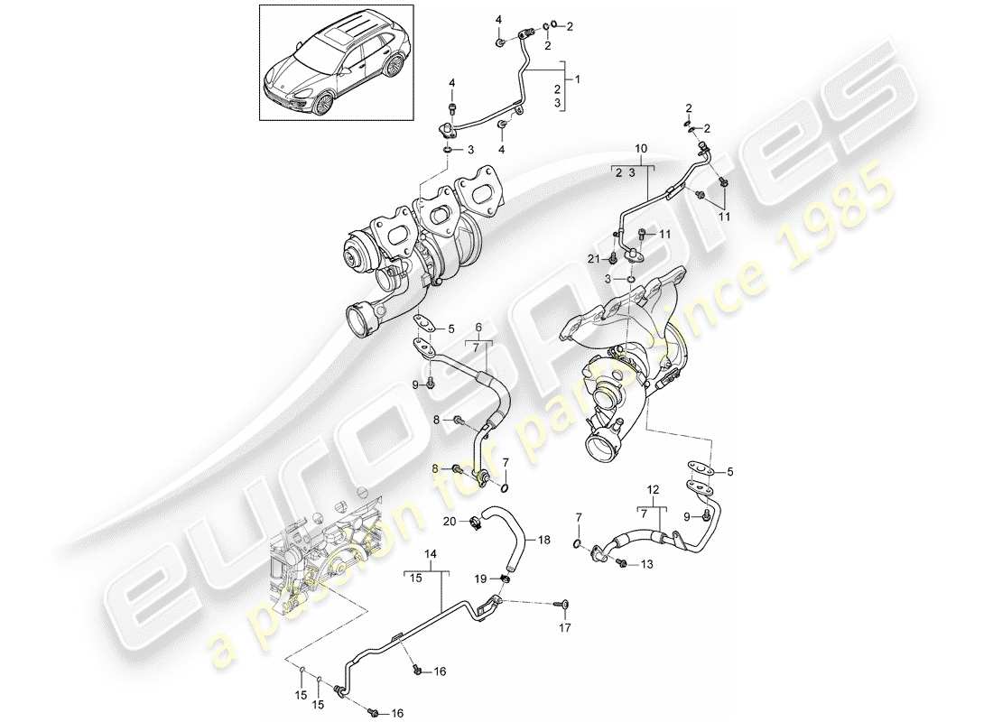 porsche cayenne e2 (2017) oil pipe part diagram