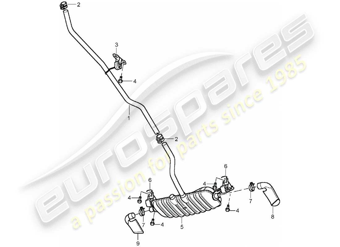 porsche cayenne (2003) exhaust system part diagram