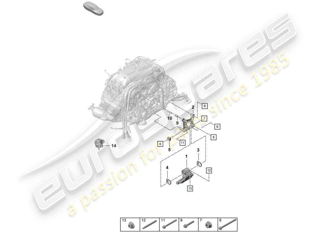 porsche boxster spyder (2020) engine lifting tackle part diagram