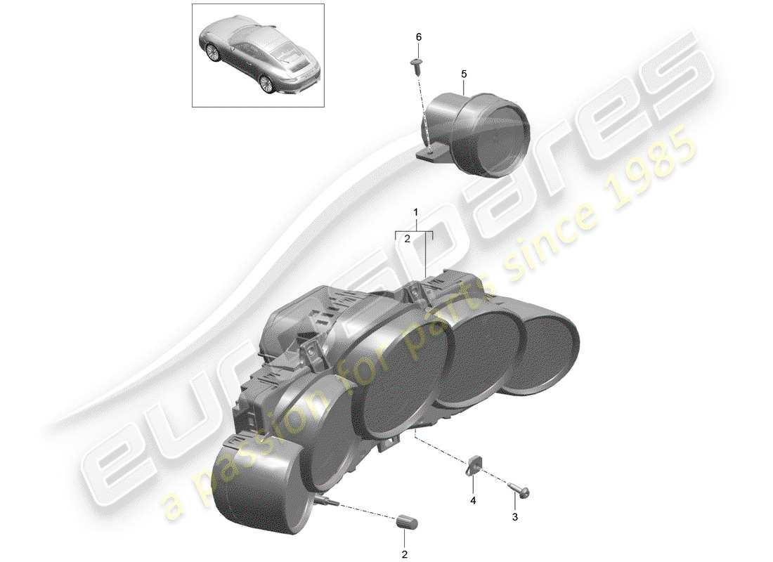 porsche 991 gen. 2 (2018) instrument cluster part diagram