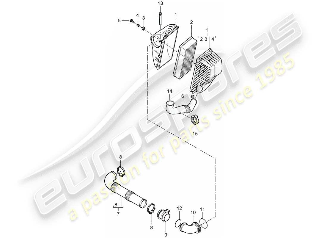 porsche cayenne (2010) air cleaner system part diagram