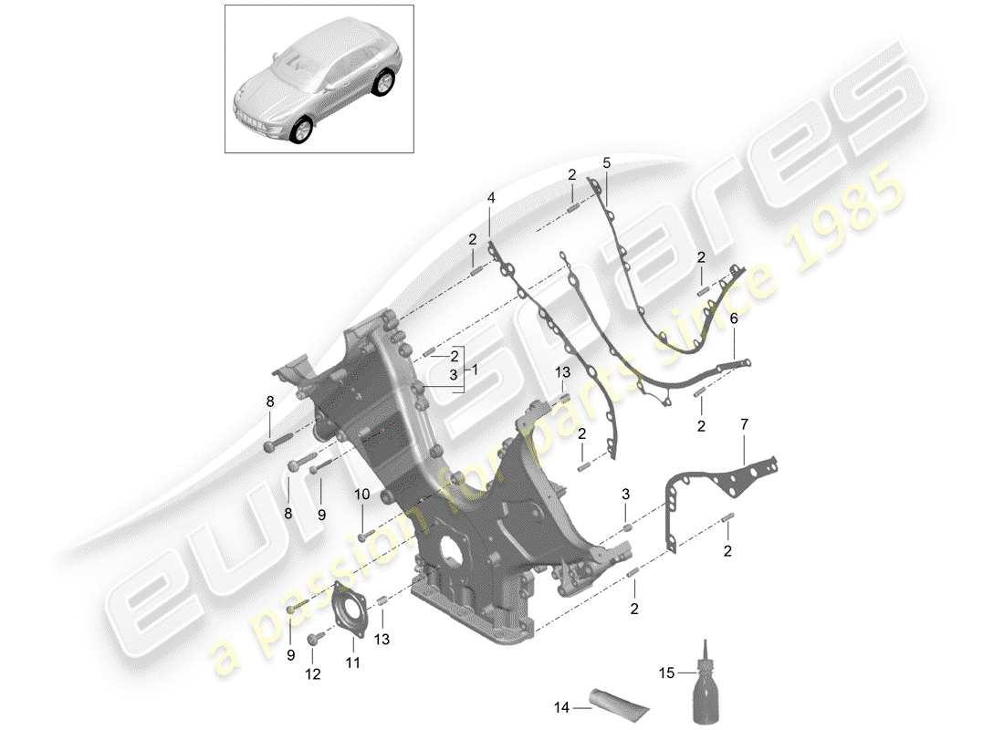 porsche macan (2018) timing case cover part diagram