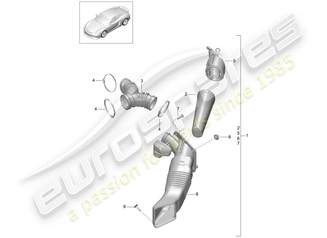 porsche cayman gt4 (2016) air cleaner part diagram