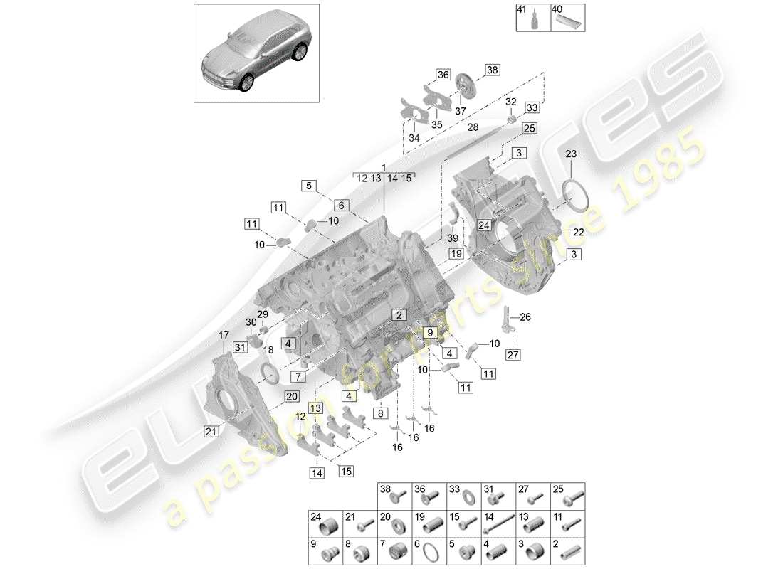 porsche macan (2019) crankcase part diagram