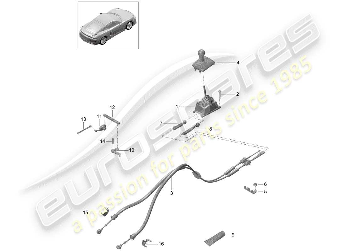 porsche cayman gt4 (2016) transmission control part diagram