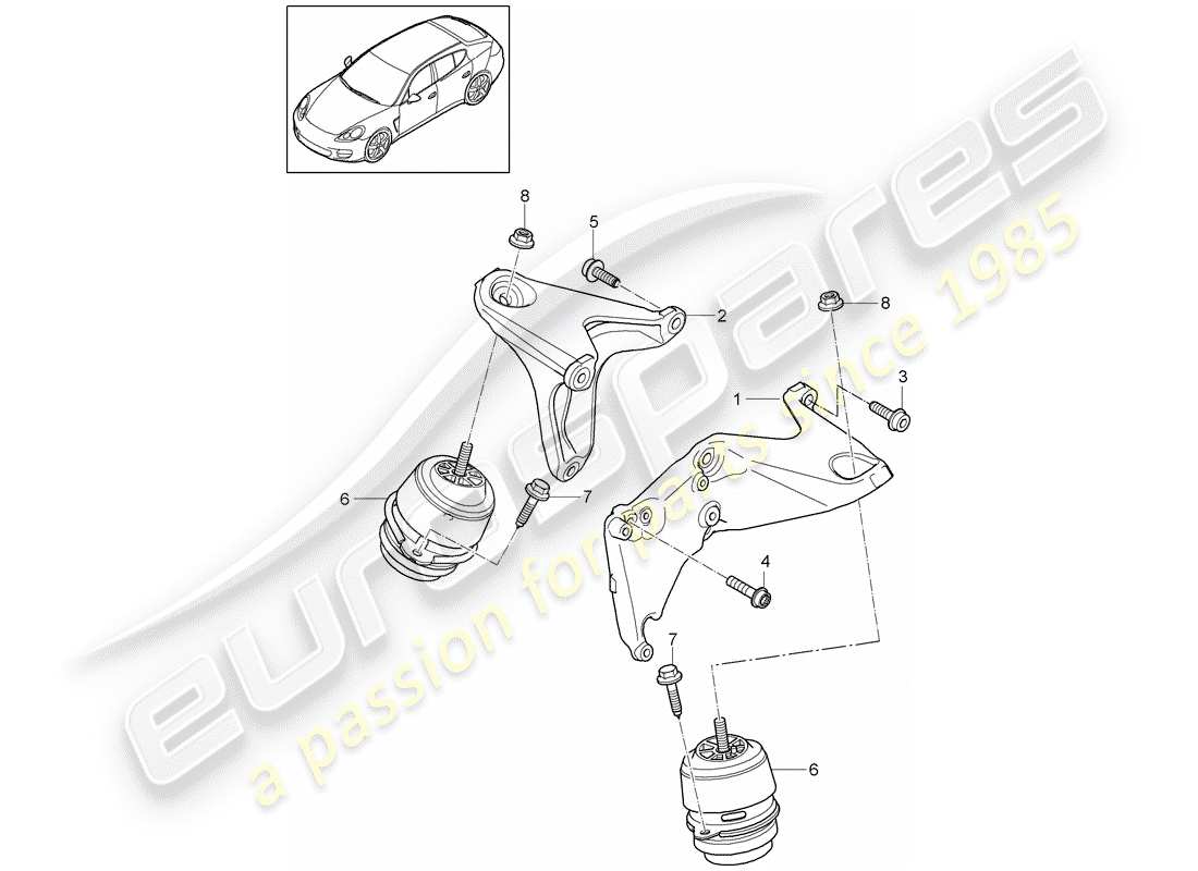 porsche panamera 970 (2012) engine suspension part diagram