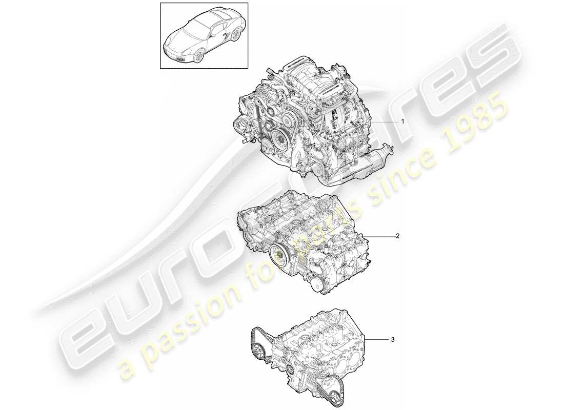 porsche cayman 987 (2011) replacement engine part diagram