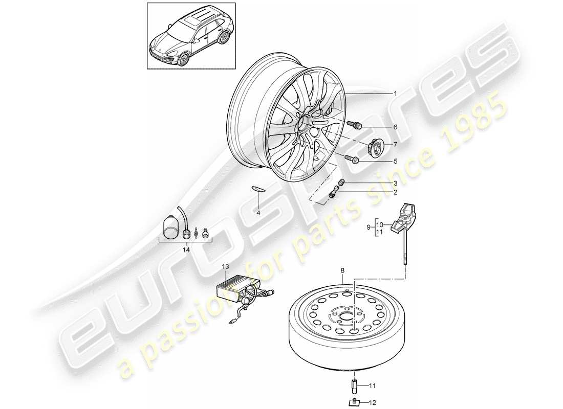 porsche cayenne e2 (2012) wheels part diagram