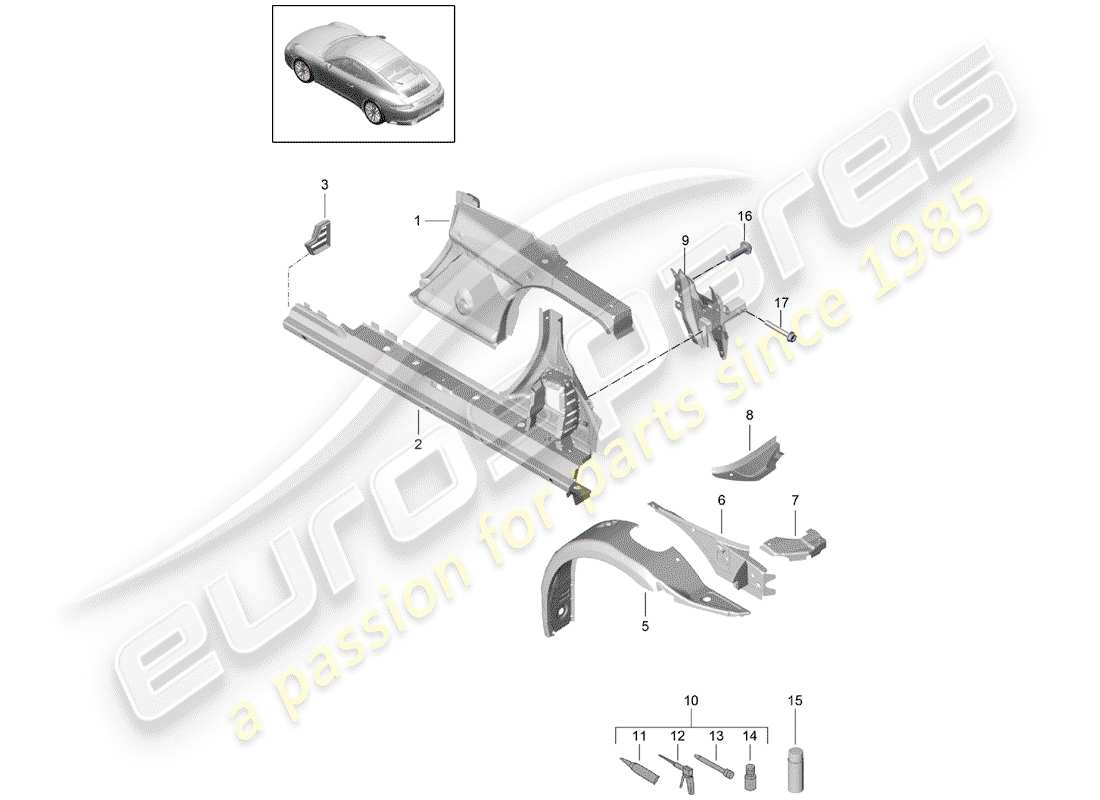 porsche 991 gen. 2 (2018) side panel part diagram