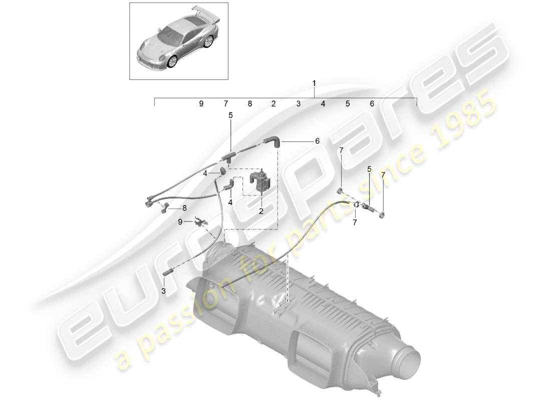 porsche 991 t/gt2rs air cleaner part diagram