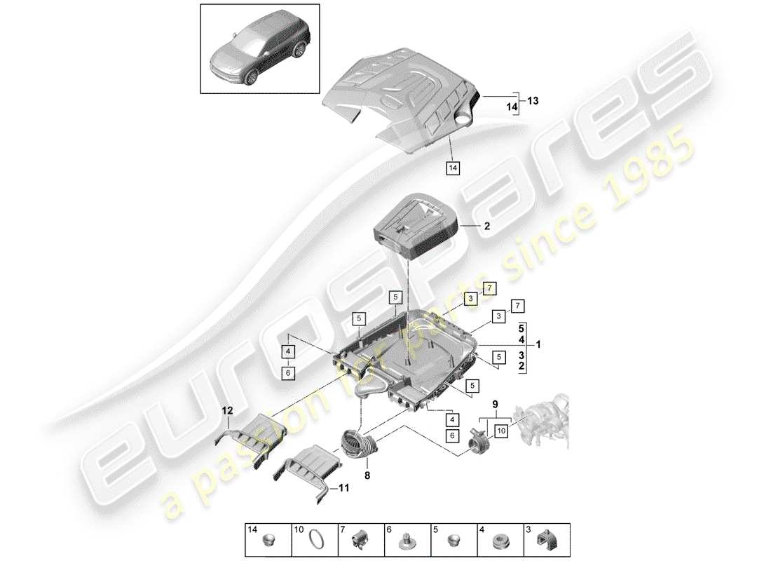 porsche cayenne e3 (2020) air cleaner with connecting part diagram