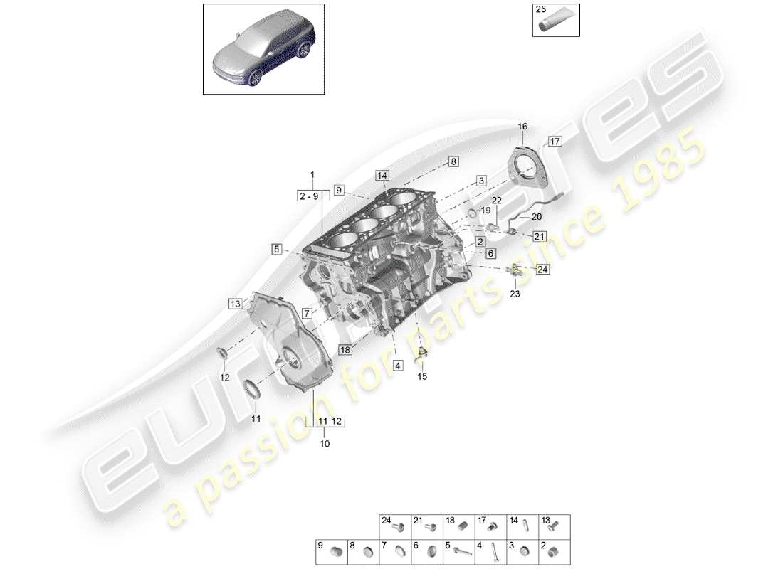 porsche cayenne e3 (2020) crankcase part diagram