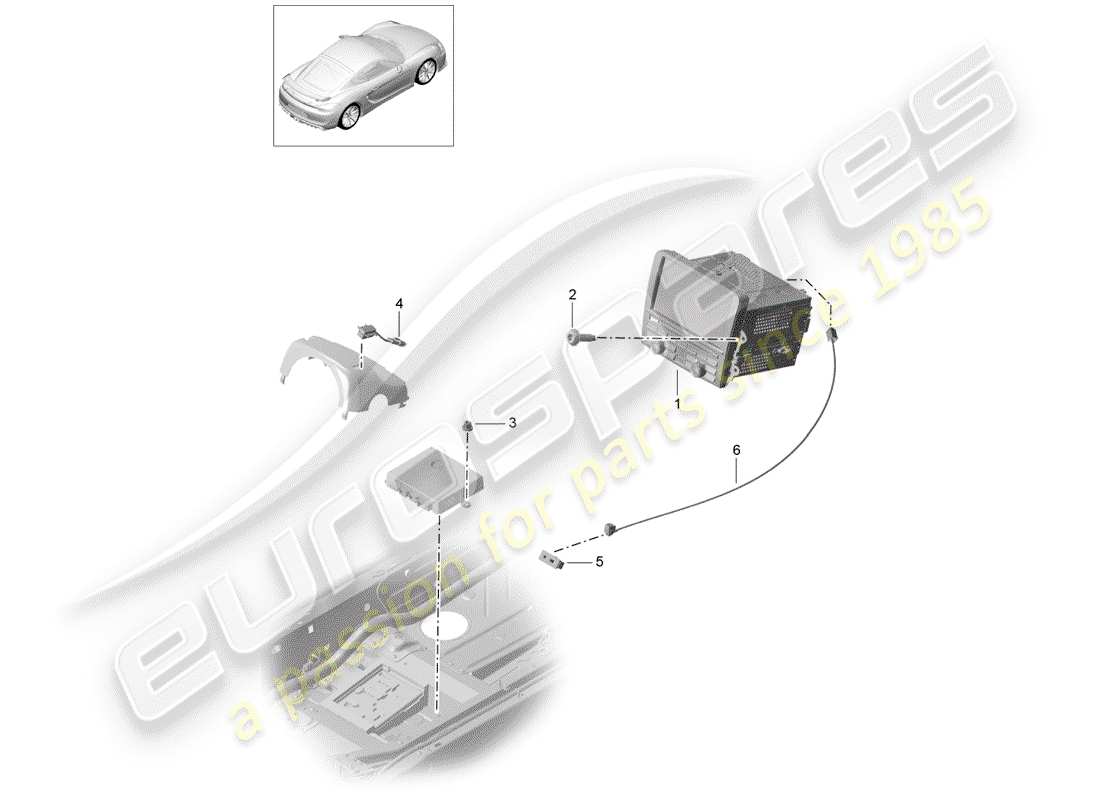 porsche cayman gt4 (2016) operating unit part diagram