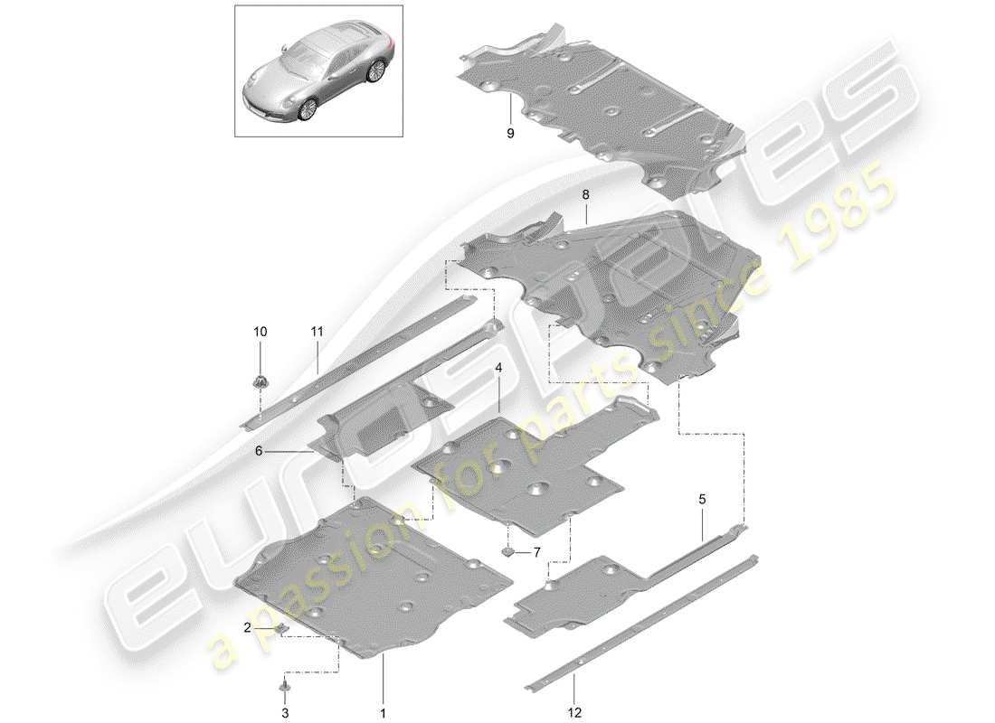 porsche 991 gen. 2 (2018) underbody part diagram