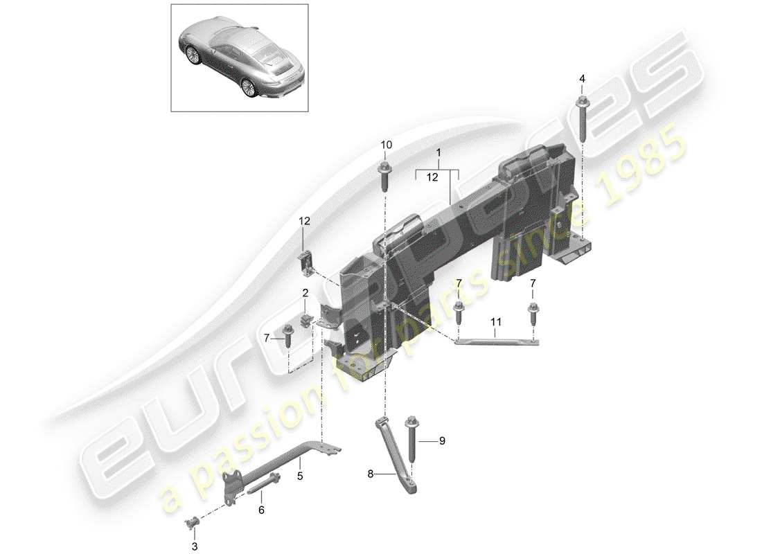 porsche 991 gen. 2 (2017) roll bar part diagram