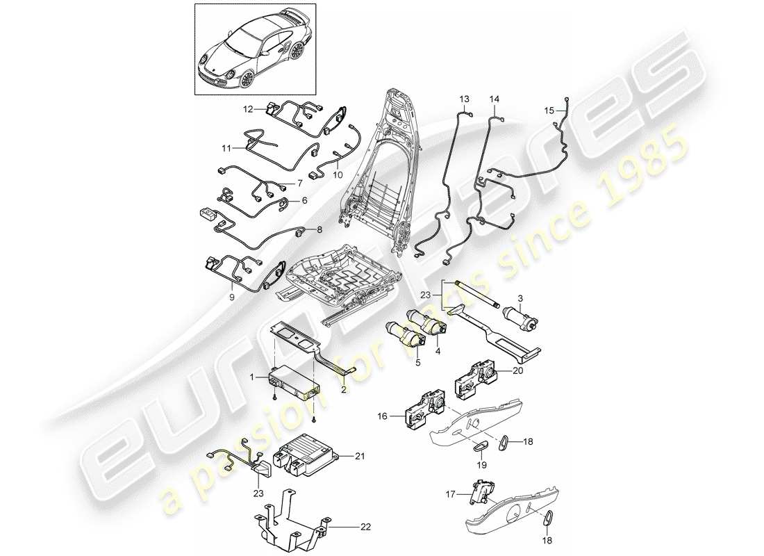 porsche 911 t/gt2rs (2011) wiring harnesses part diagram