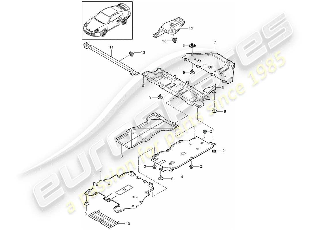 porsche 911 t/gt2rs (2011) trims part diagram