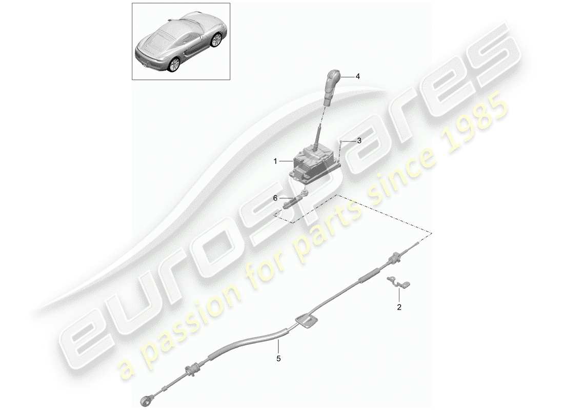 porsche cayman 981 (2014) selector lever part diagram