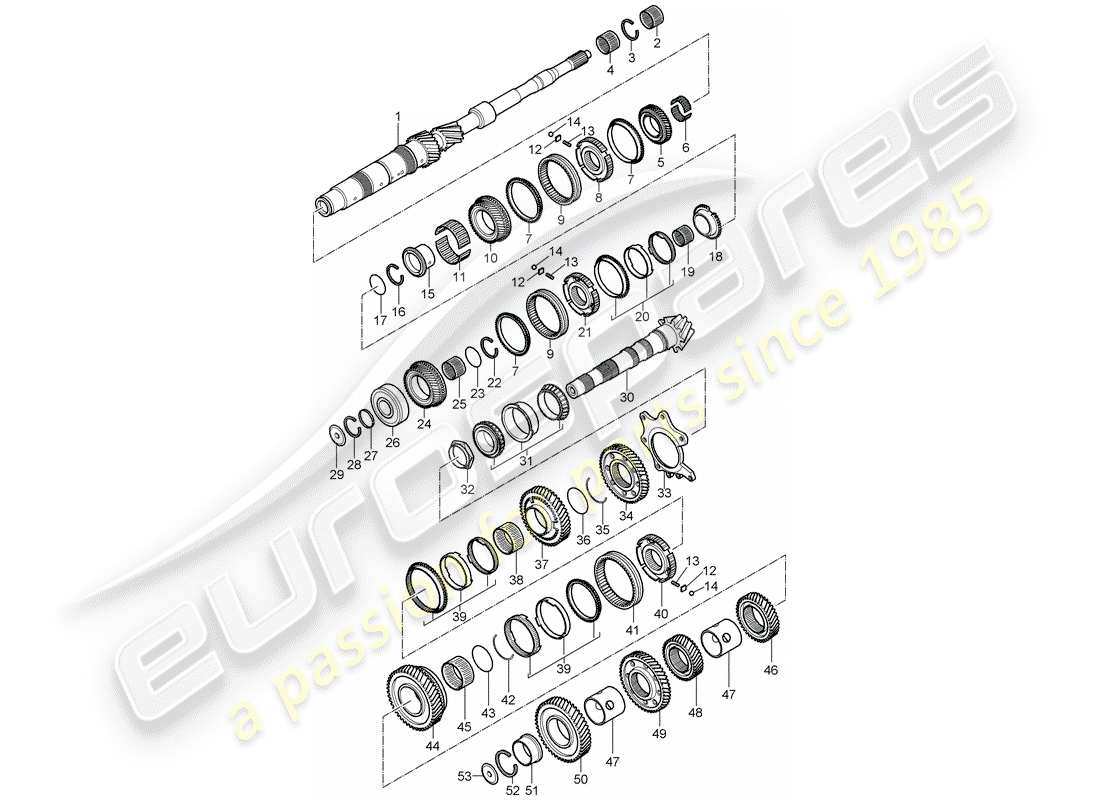 porsche 997 (2008) gears and shafts part diagram