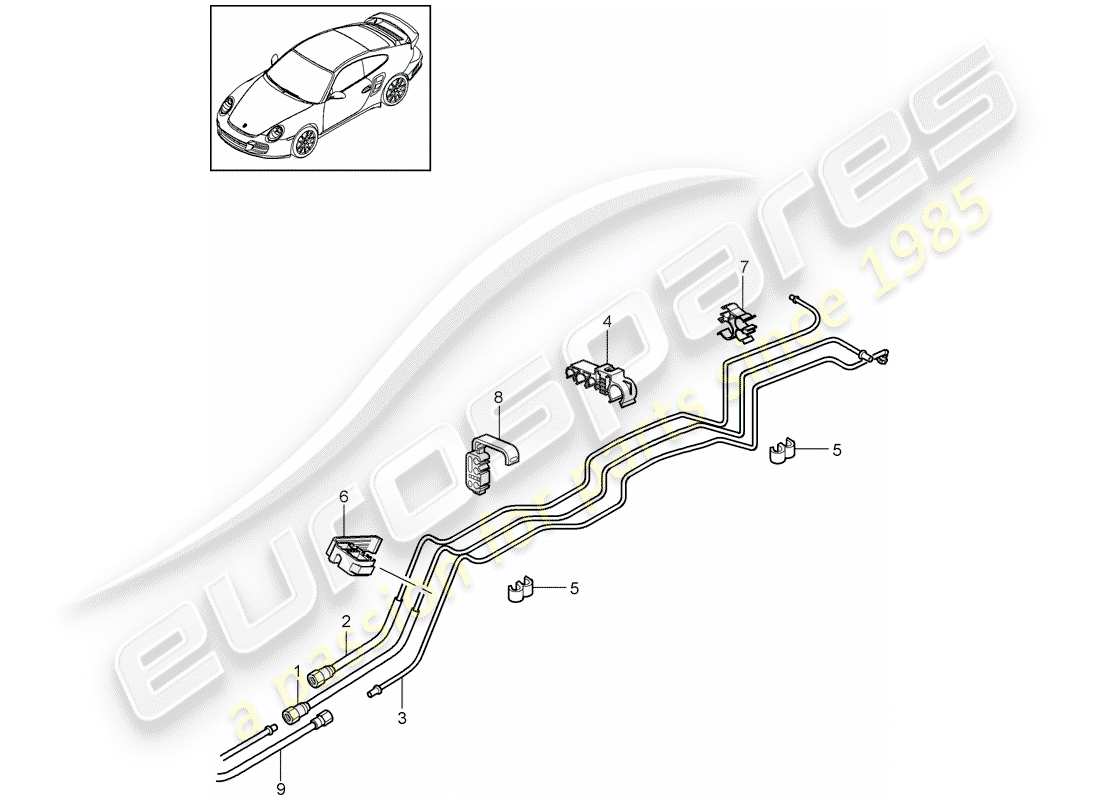 porsche 911 t/gt2rs (2012) fuel system part diagram