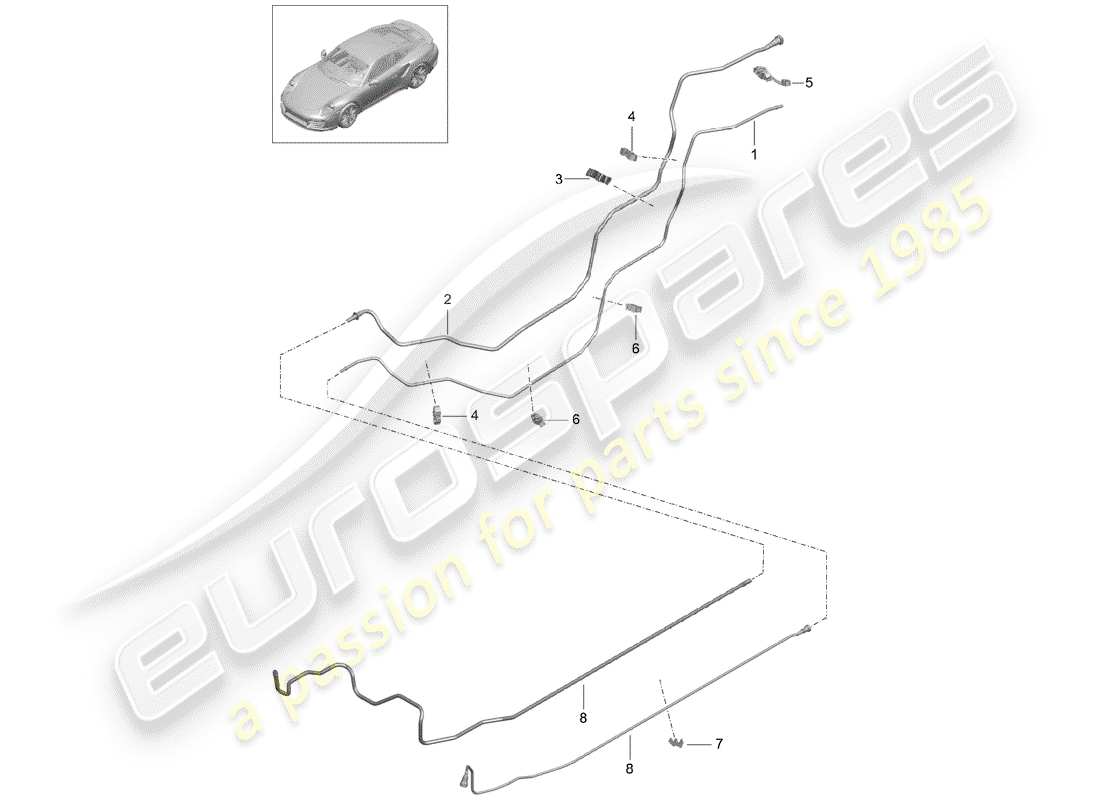 porsche 991 turbo (2020) fuel line part diagram