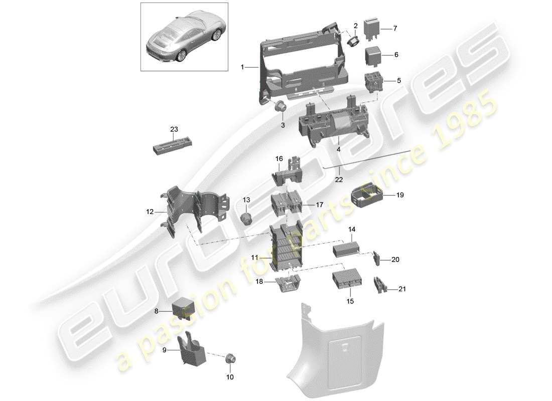 porsche 991 gen. 2 (2018) fuse box/relay plate part diagram