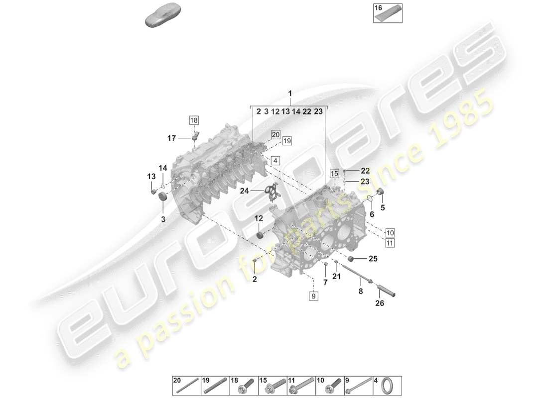 porsche 2020 crankcase part diagram