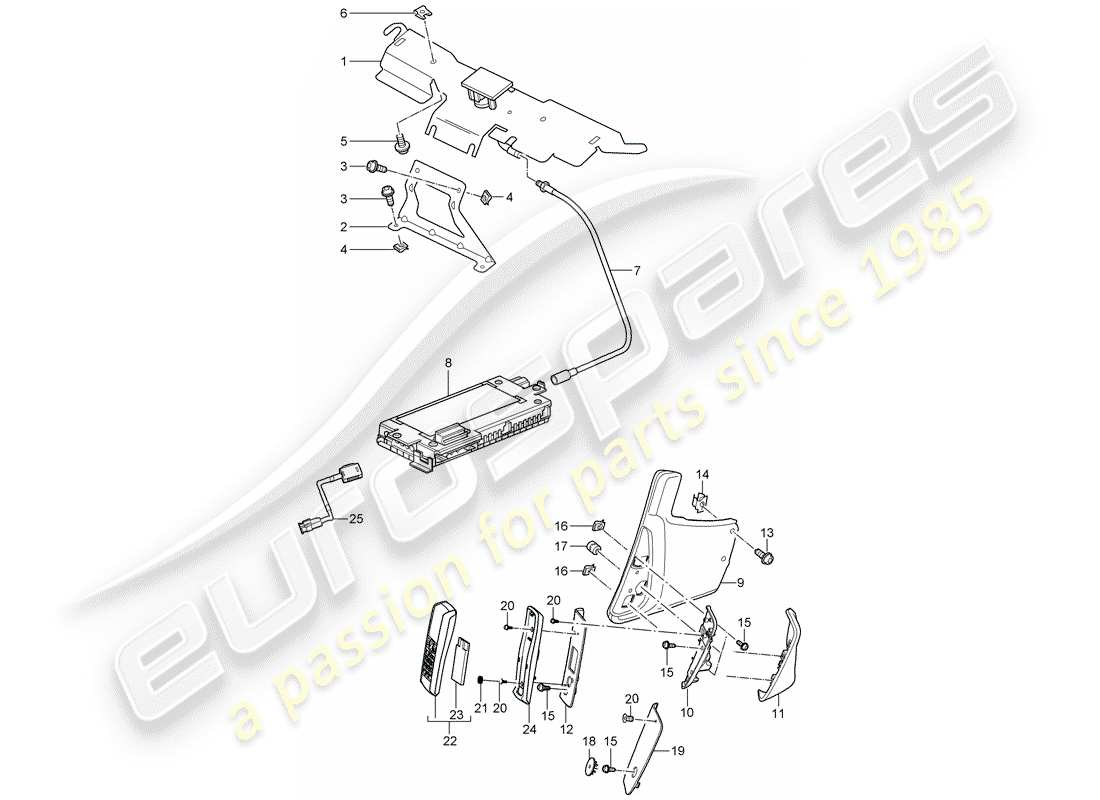 porsche 911 t/gt2rs (2012) telephone part diagram