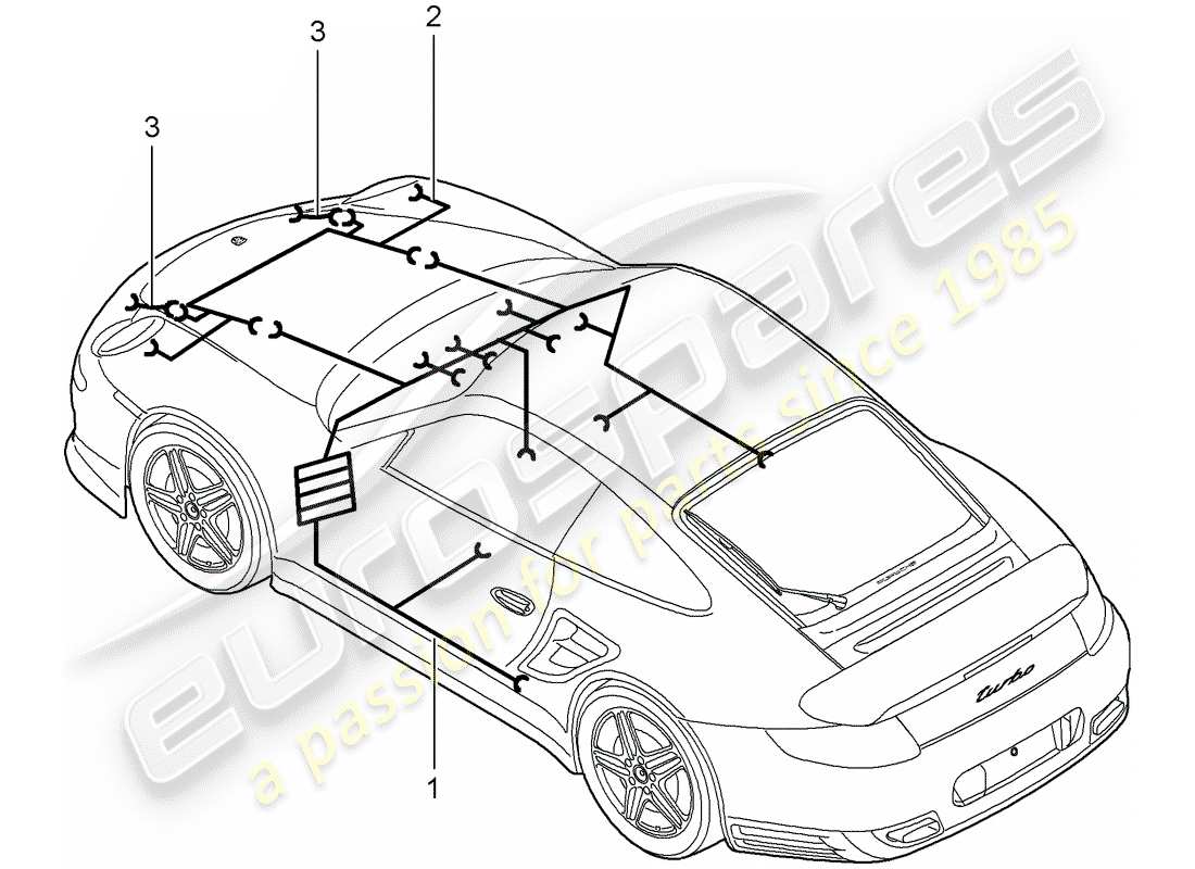 porsche 911 t/gt2rs (2011) wiring harnesses part diagram