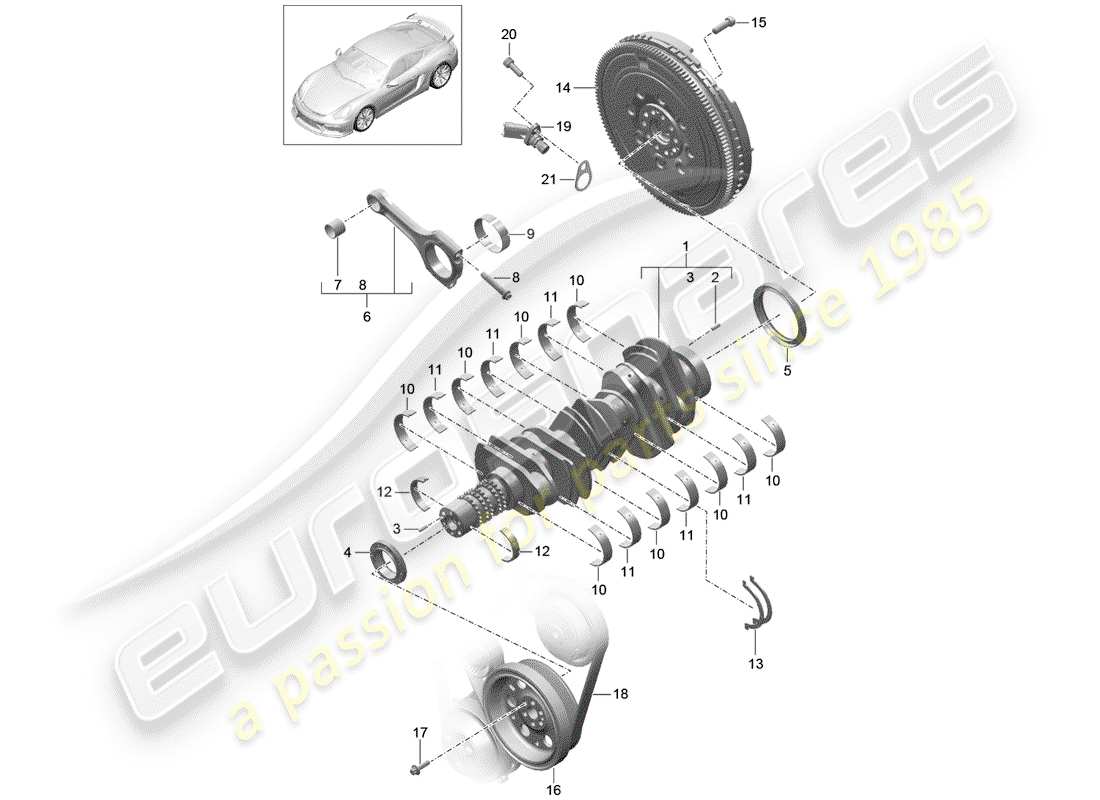 porsche cayman gt4 (2016) crankshaft part diagram