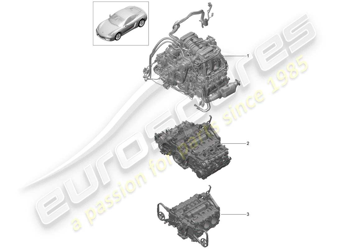 porsche cayman 981 (2015) replacement engine part diagram