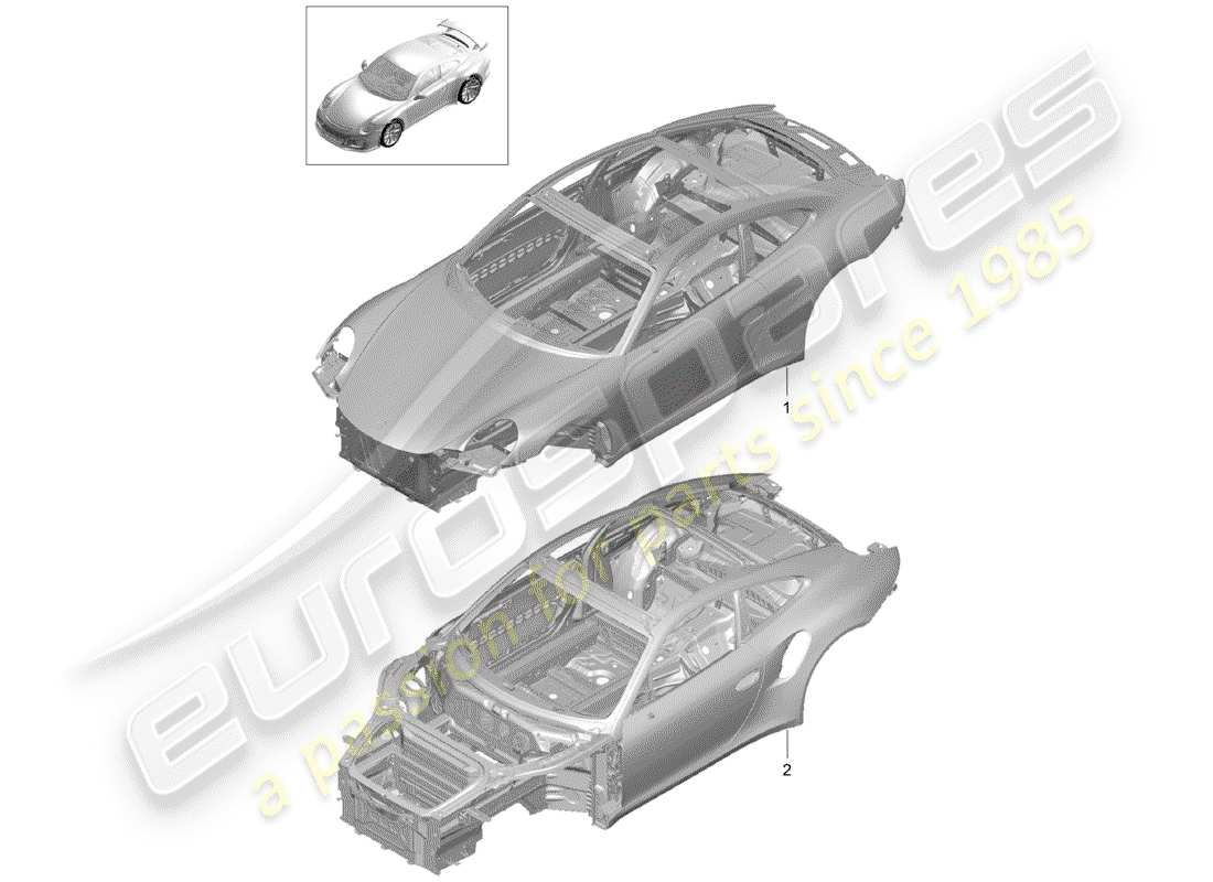 porsche 991r/gt3/rs (2014) car body part diagram