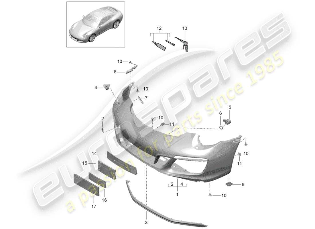 porsche 991 gen. 2 (2017) bumper part diagram