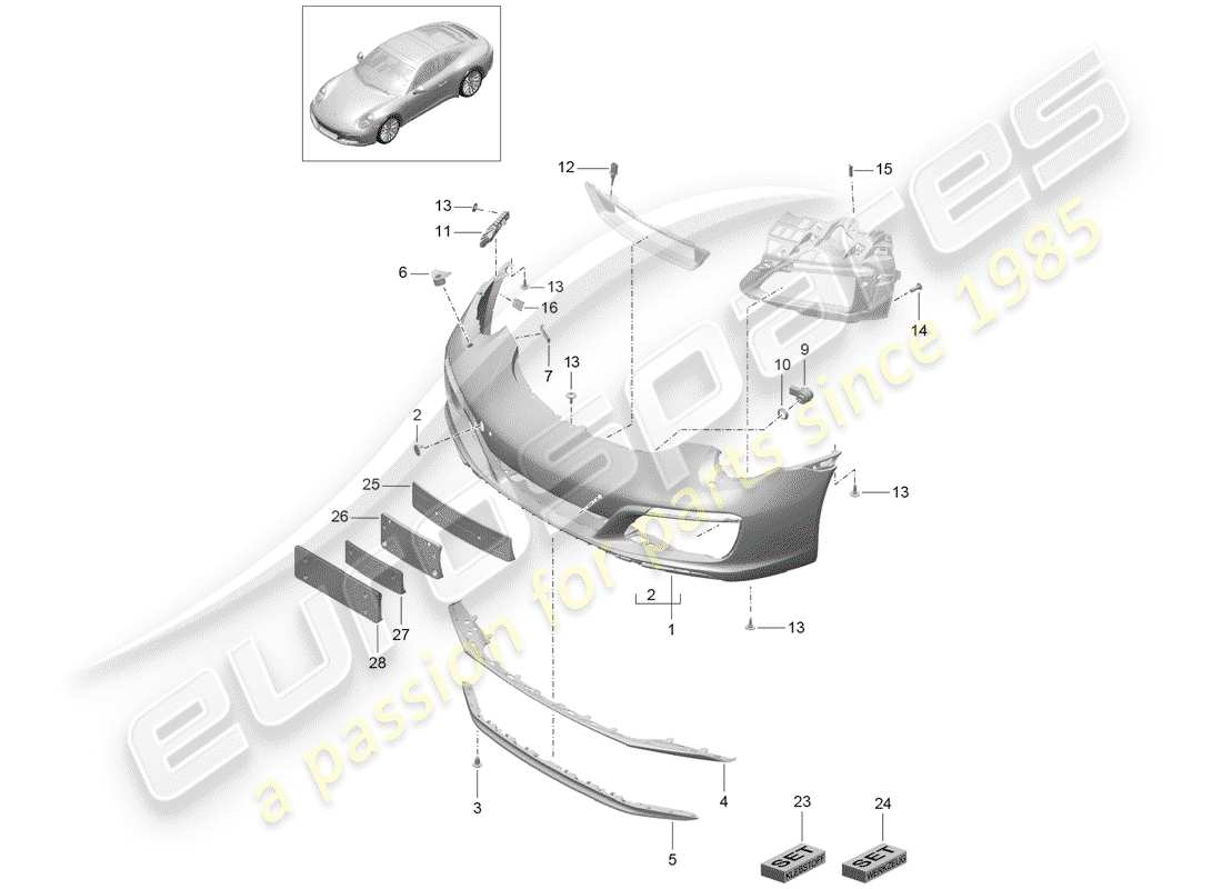 porsche 991 gen. 2 (2018) bumper part diagram