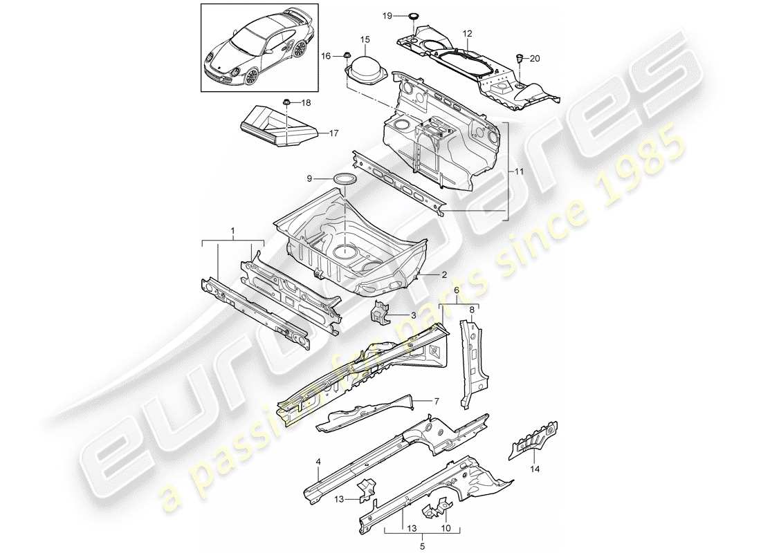 porsche 911 t/gt2rs (2012) front end part diagram