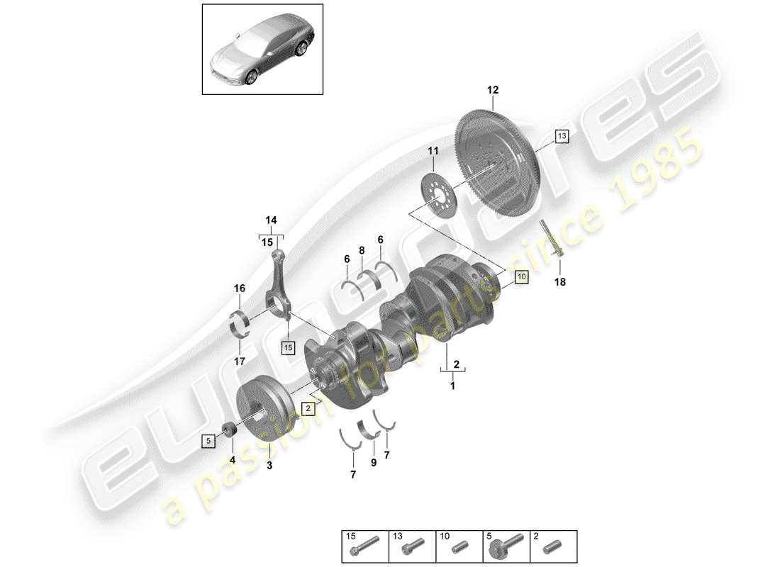 porsche panamera 971 (2020) crankshaft part diagram