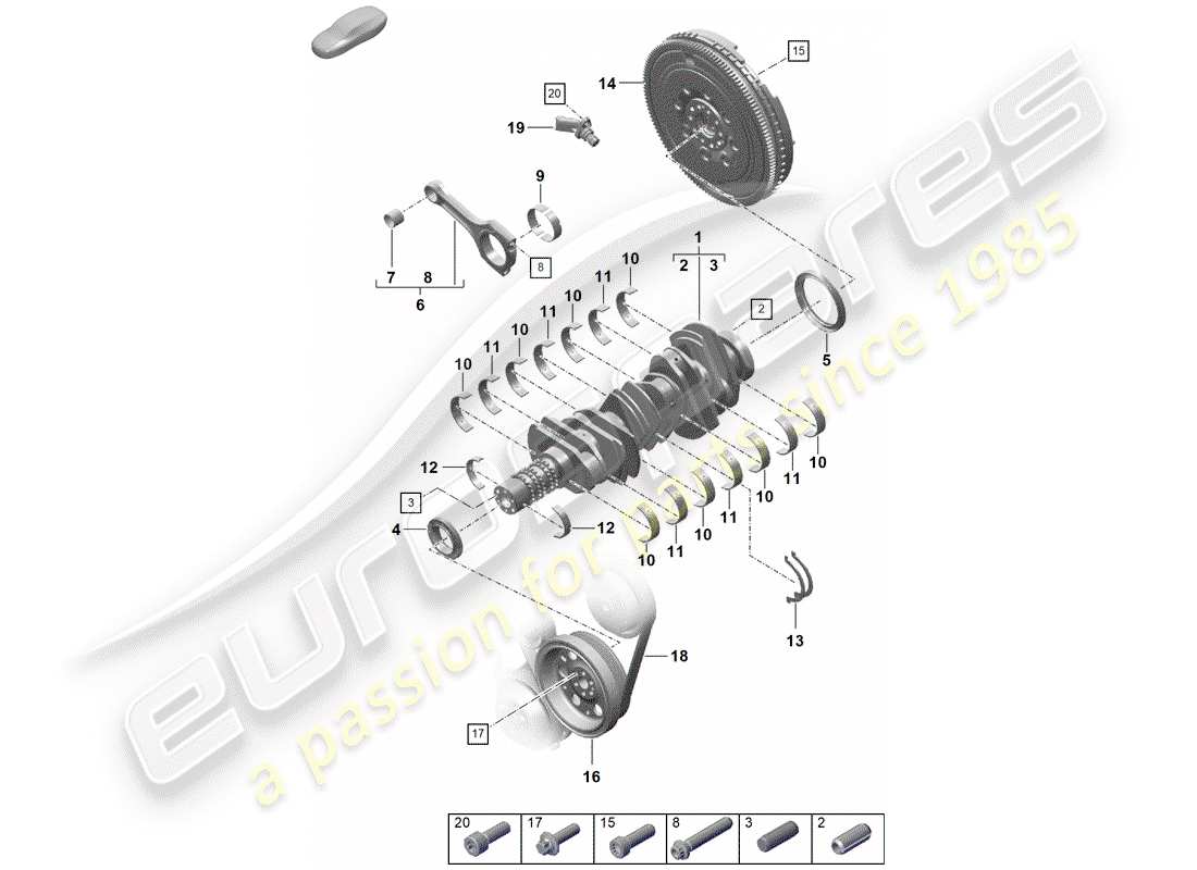 porsche boxster spyder (2020) crankshaft part diagram