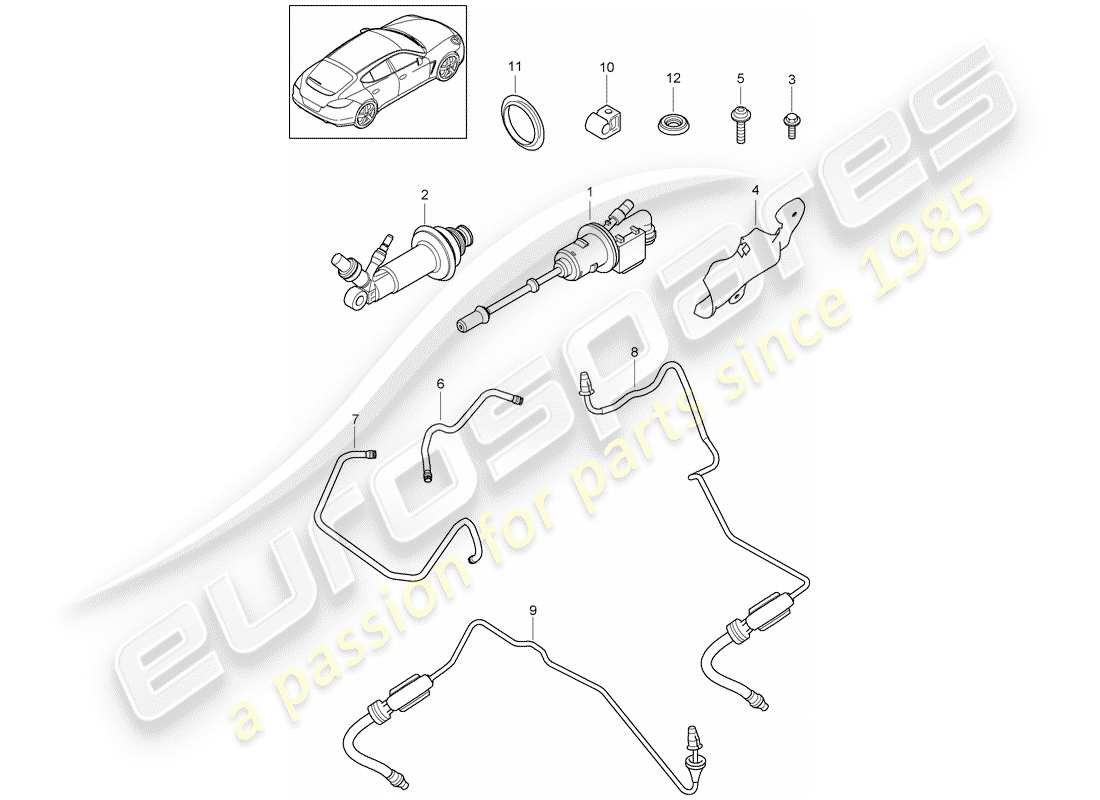 porsche panamera 970 (2012) hydraulic clutch part diagram