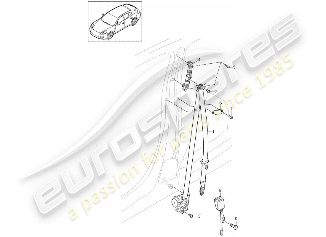 porsche panamera 970 (2012) seat belt part diagram