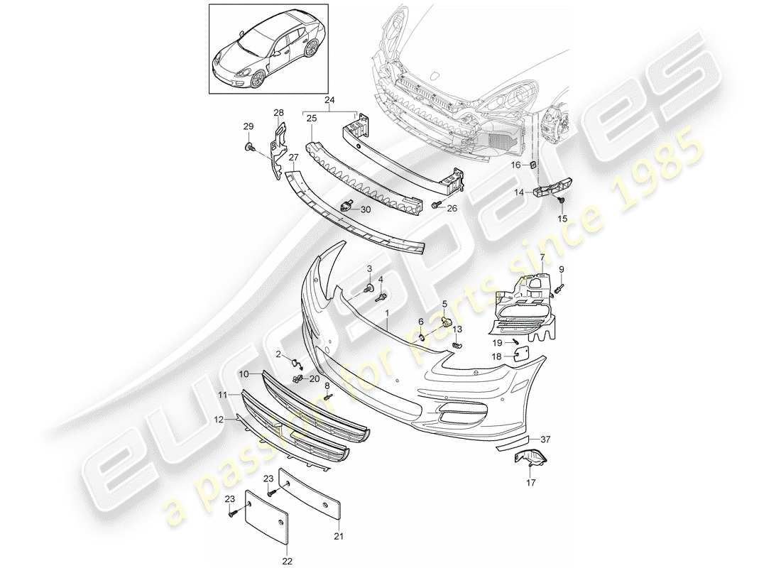 porsche panamera 970 (2012) bumper part diagram