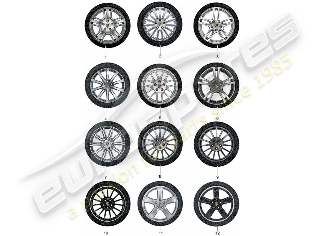 porsche tequipment panamera (2017) wheel disc 'alum.' with part diagram