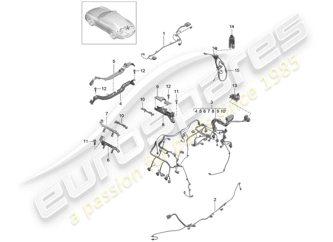 porsche 991 (2016) wiring harnesses part diagram