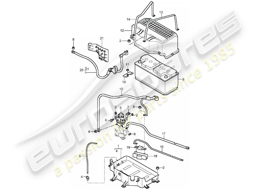 porsche cayenne (2003) battery part diagram