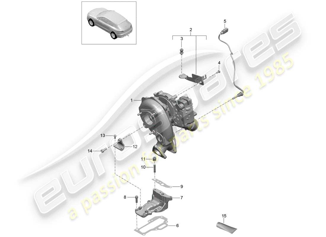 porsche macan (2018) exhaust gas turbocharger part diagram