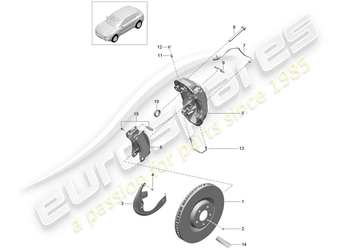 porsche macan (2014) disc brakes part diagram