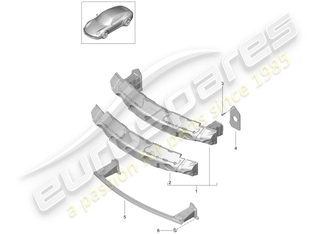 porsche 991 (2013) bumper bracket part diagram