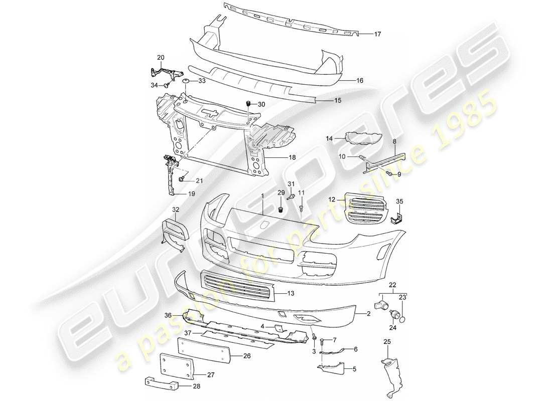 porsche cayenne (2003) lining part diagram