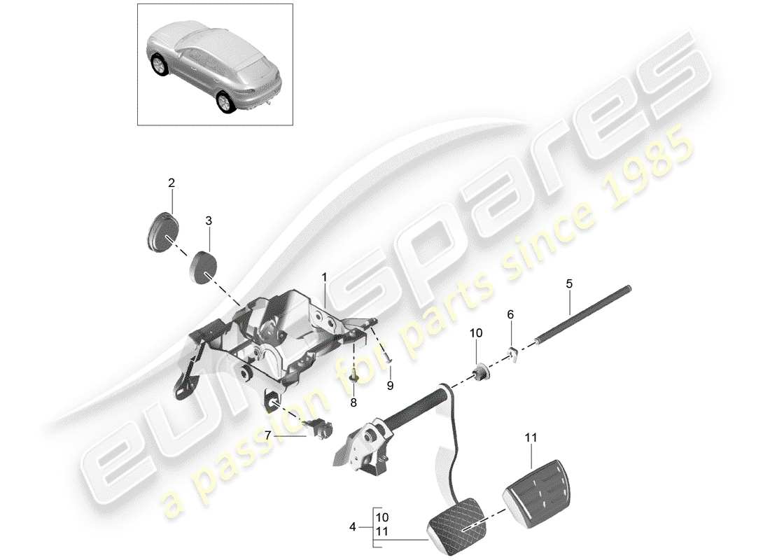 porsche macan (2014) brake operations part diagram