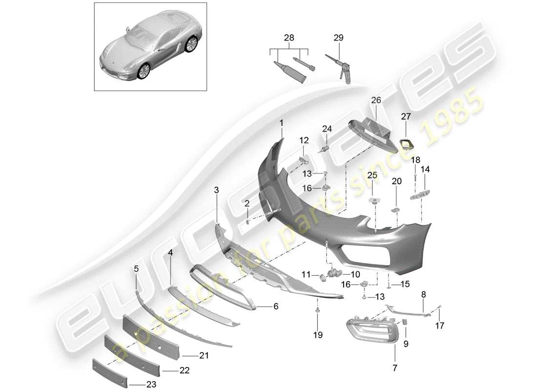 porsche cayman 981 (2015) bumper part diagram